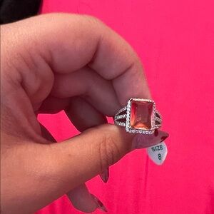 Radiant Silver Ring with Pink Gemstone